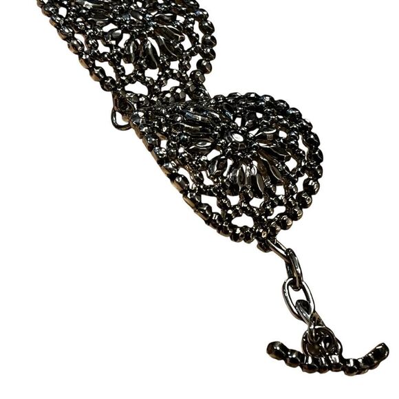 Lace Silver Tone Bracelet Toggle Closure Gift for Her Holiday Gift Gifting - Picture 3 of 10